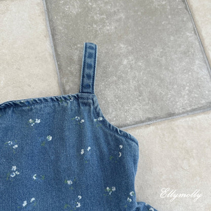 [PRE-ORDER] Denim Floral Big Pocket Dress