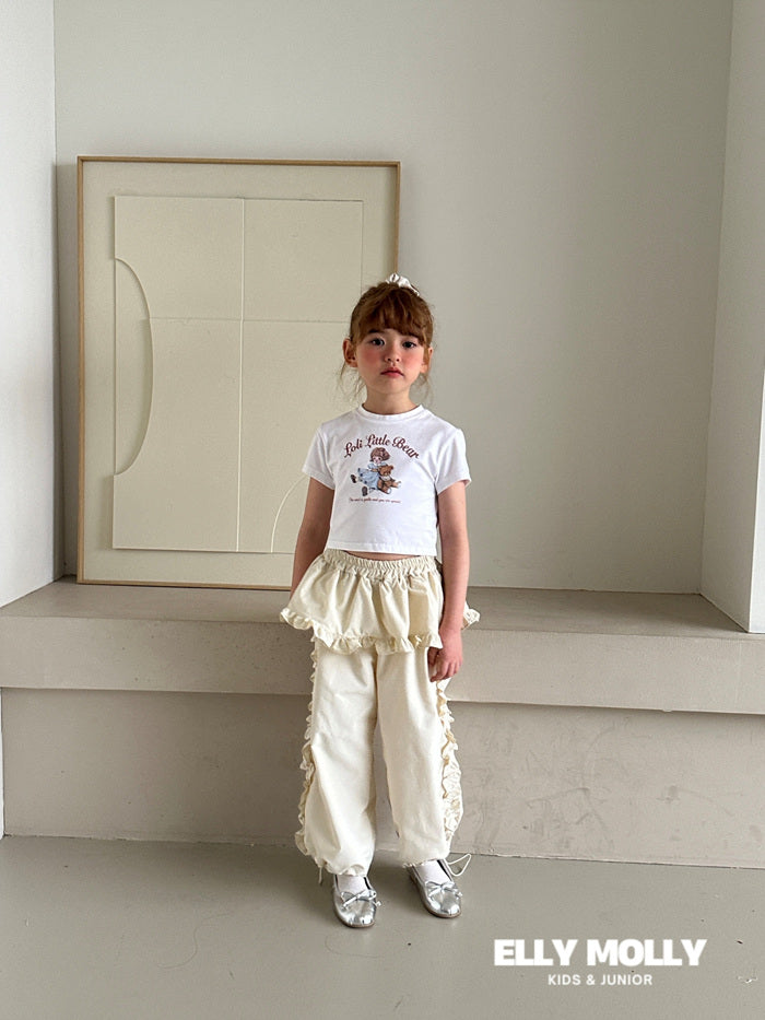 Woven Rose Frill Pants [Black/L(4-5yr)]