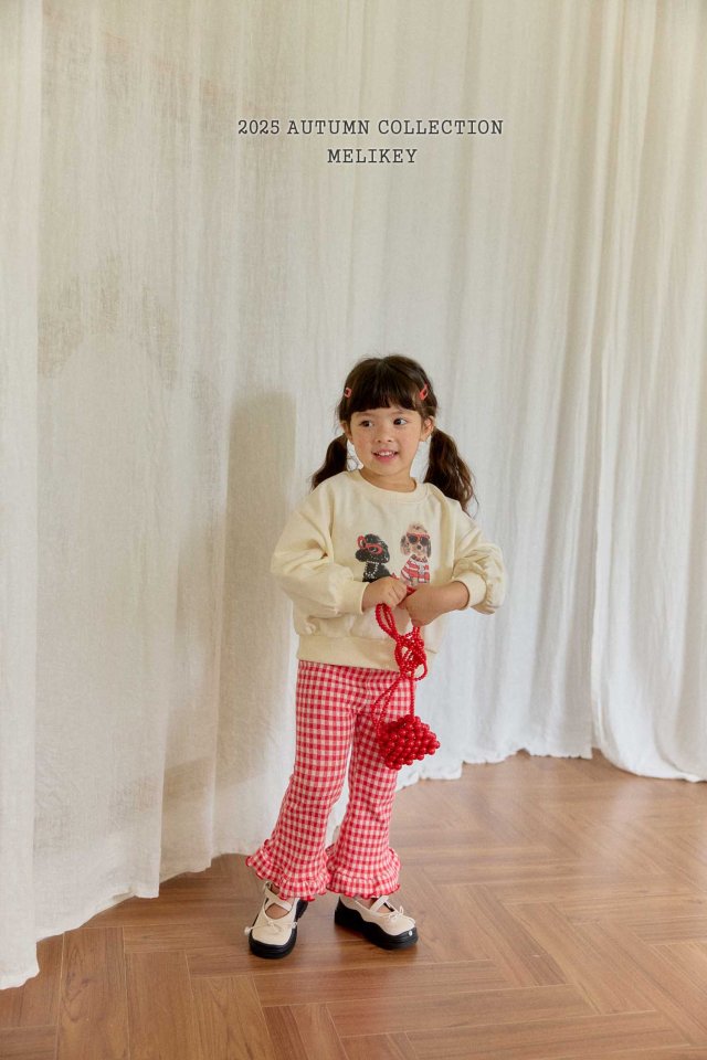 [PRE-ORDER] Small Check Frill Boot-Cut Pants