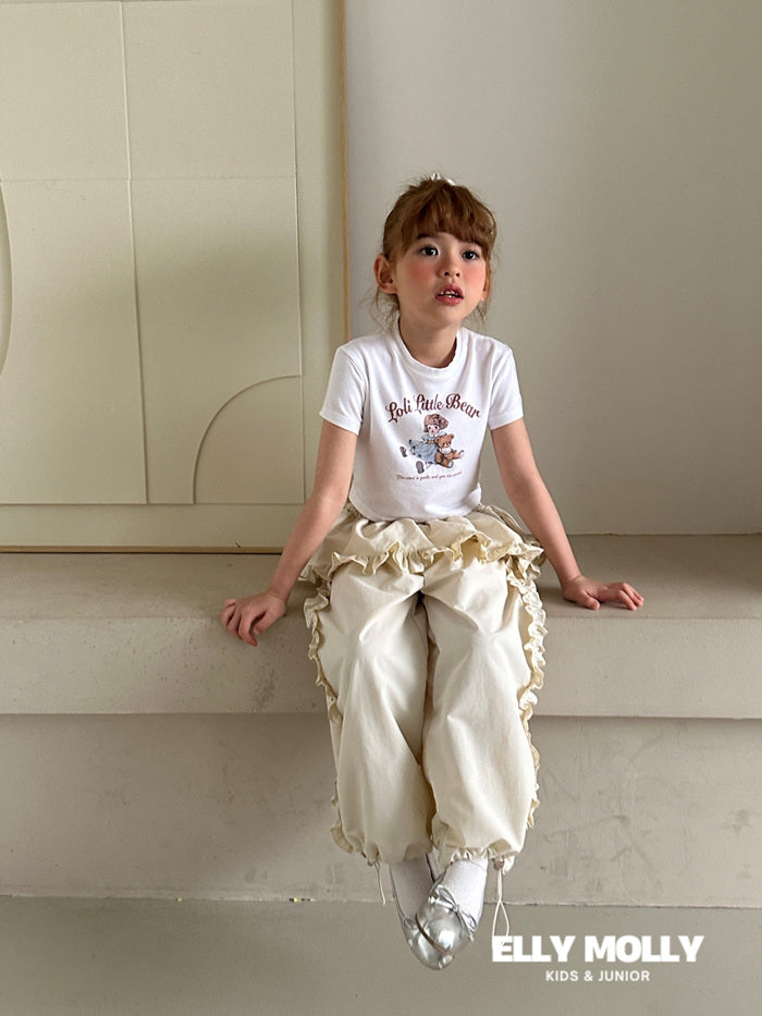 Woven Rose Frill Pants [Black/L(4-5yr)]