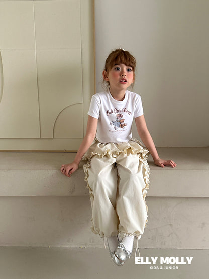 Woven Rose Frill Pants [Black/L(4-5yr)]