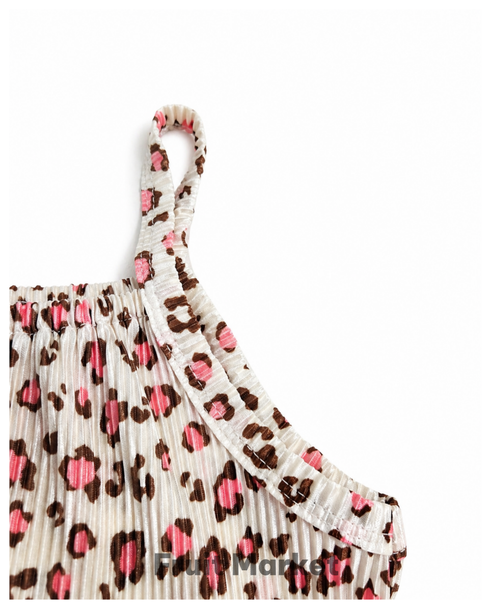 [PRE-ORDER] Leopard Pleats Top Bottom Set