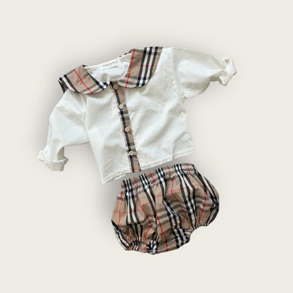 [PRE-ORDER] Check Baby Shirts + Bloomer Set