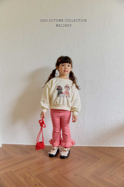 [PRE-ORDER] Small Check Frill Boot-Cut Pants