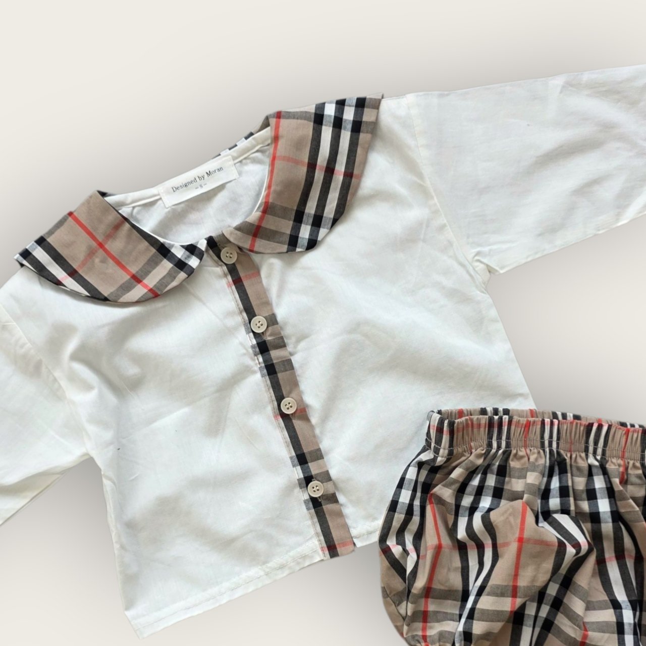 [PRE-ORDER] Check Baby Shirts + Bloomer Set