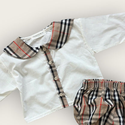 [PRE-ORDER] Check Baby Shirts + Bloomer Set