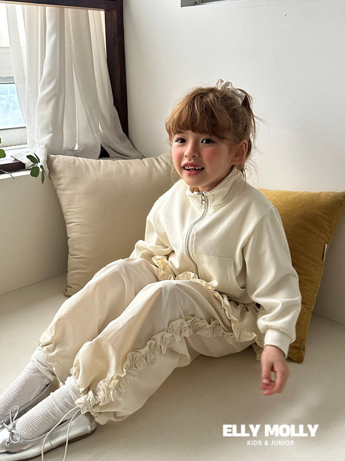 Woven Rose Frill Pants [Black/L(4-5yr)]