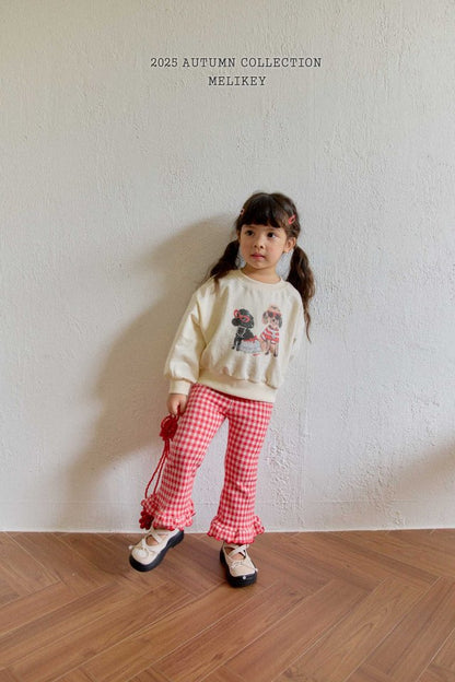 [PRE-ORDER] Small Check Frill Boot-Cut Pants