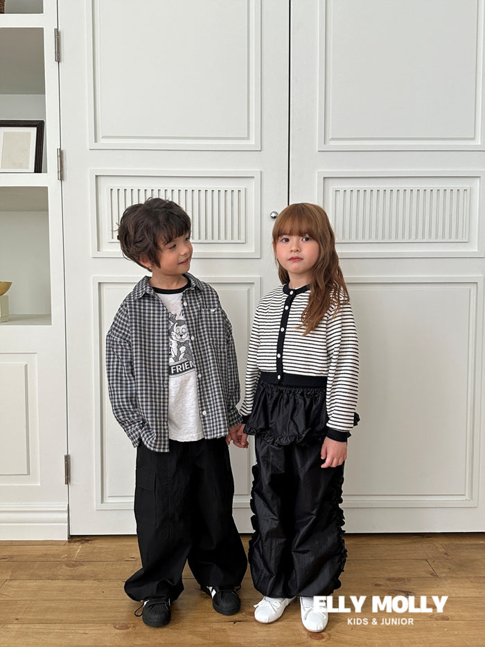 Woven Rose Frill Pants [Black/L(4-5yr)]