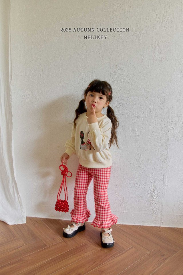 [PRE-ORDER] Small Check Frill Boot-Cut Pants