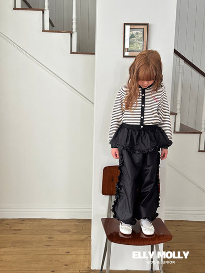 Woven Rose Frill Pants [Black/L(4-5yr)]