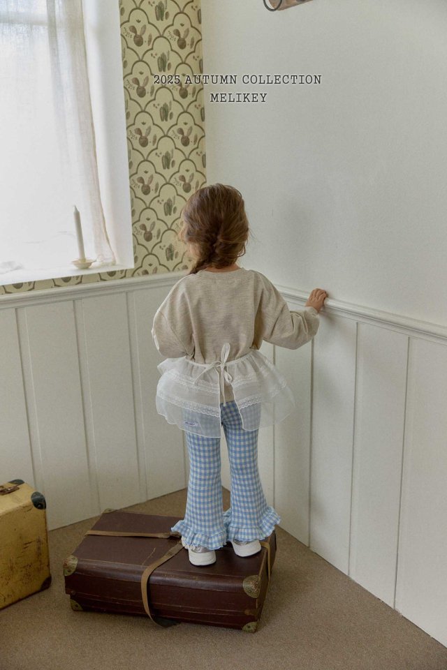 [PRE-ORDER] Small Check Frill Boot-Cut Pants