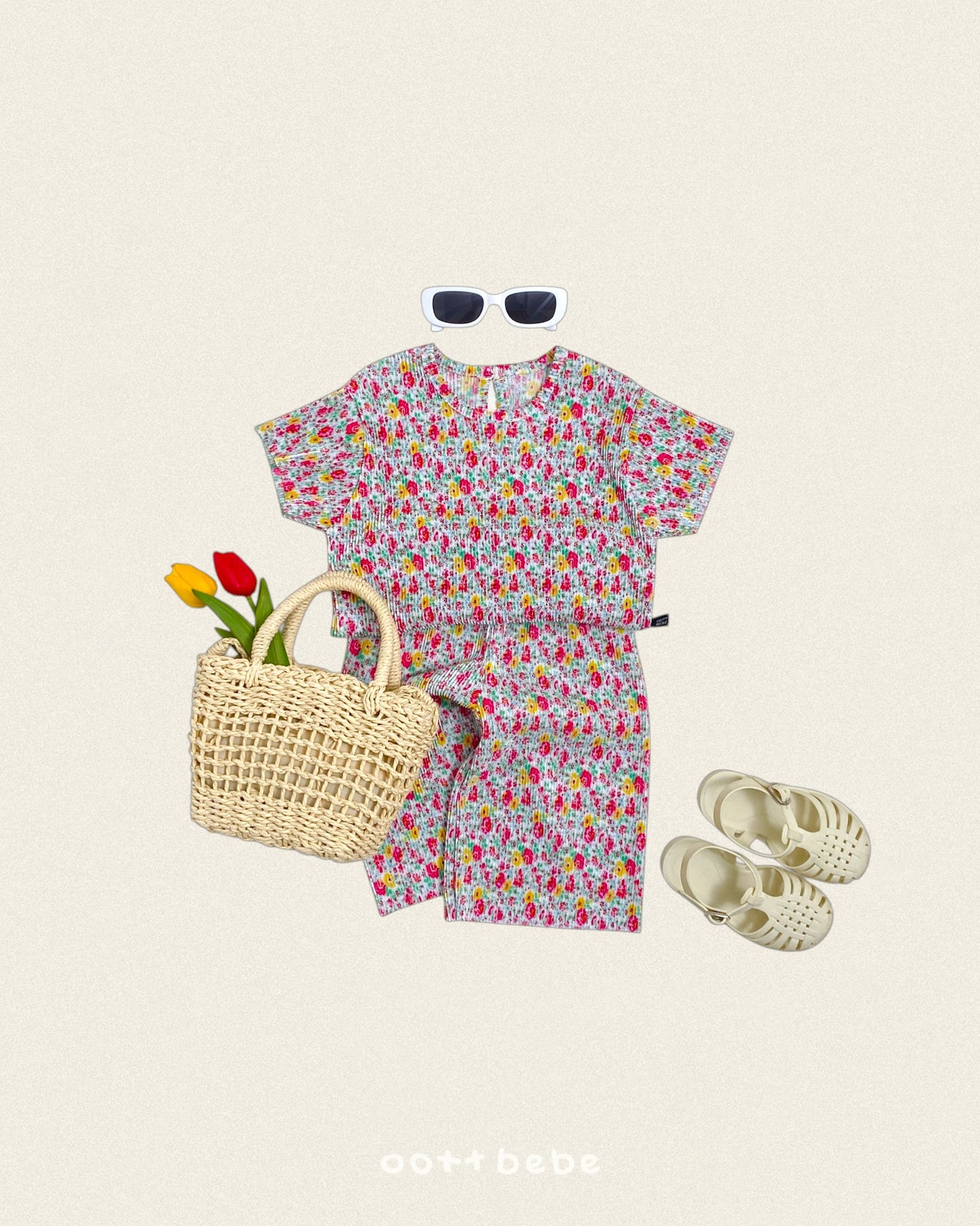 [PRE-ORDER] Flower Pleats Top Bottom Set