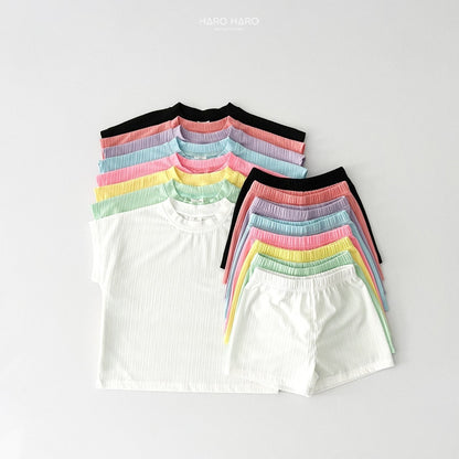 Rainbow Pleats Top Bottom Set [Green/3XL(7-8yr)]