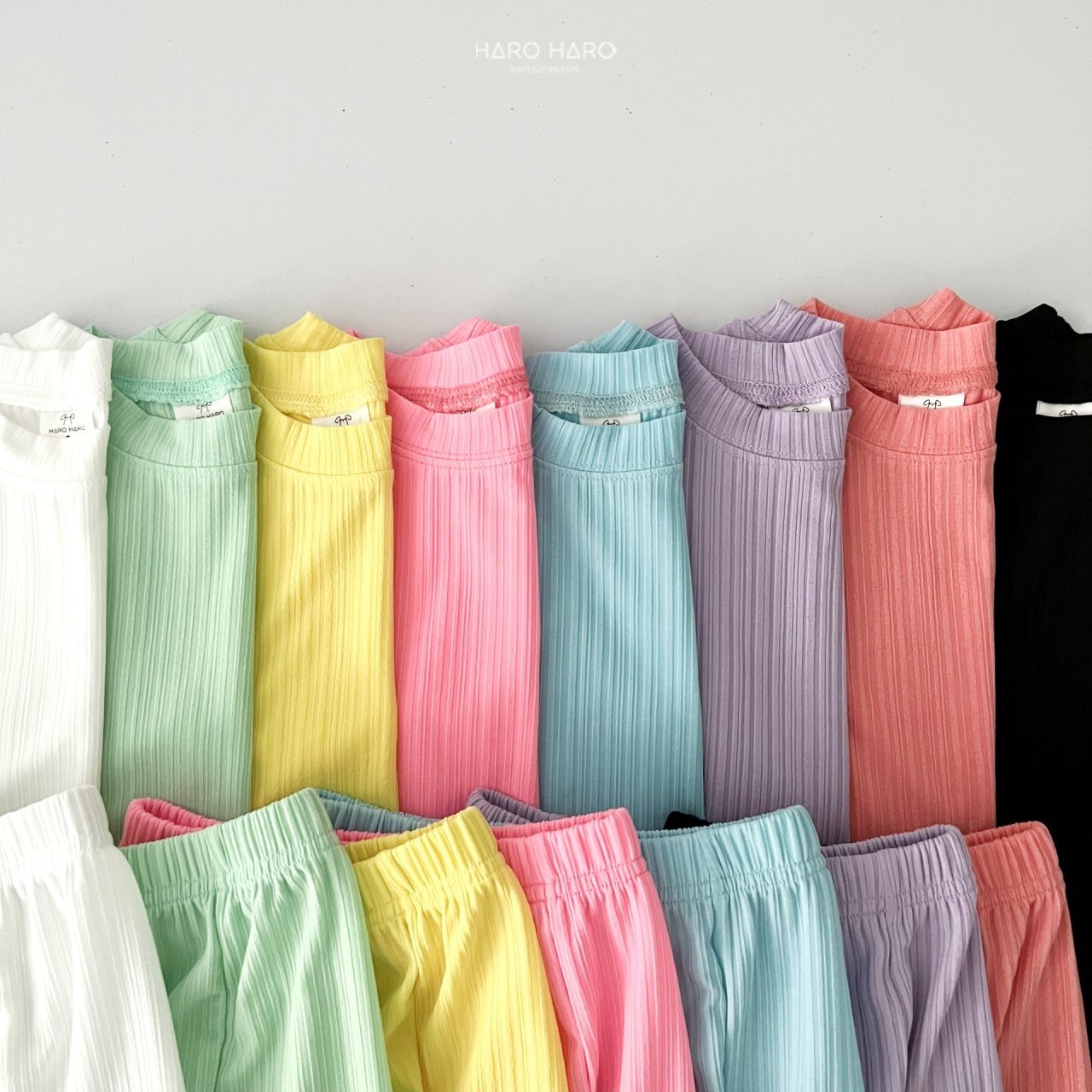 Rainbow Pleats Top Bottom Set [Green/3XL(7-8yr)]