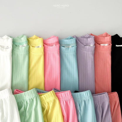 Rainbow Pleats Top Bottom Set [Green/3XL(7-8yr)]