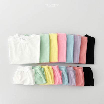 Rainbow Pleats Top Bottom Set [Green/3XL(7-8yr)]