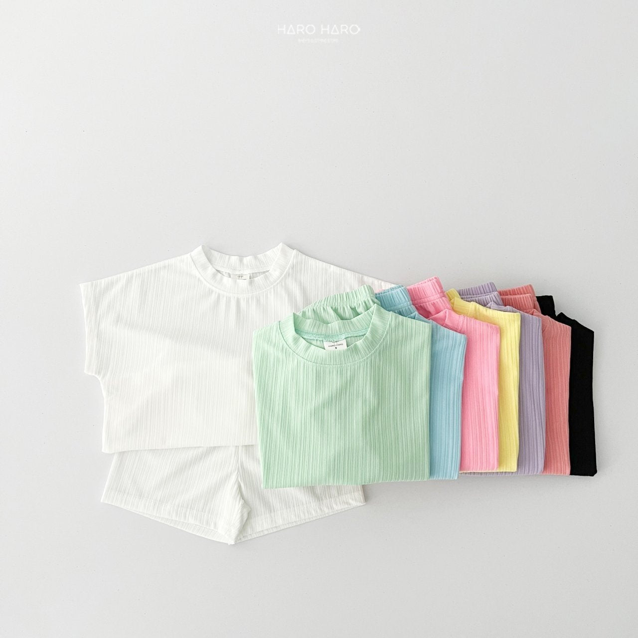 Rainbow Pleats Top Bottom Set [Green/3XL(7-8yr)]