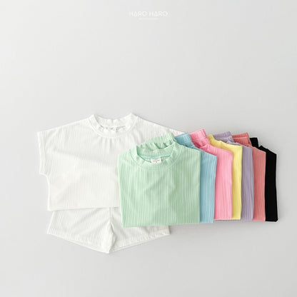 Rainbow Pleats Top Bottom Set [Green/3XL(7-8yr)]