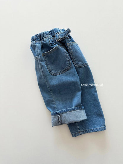 Oversized Buckle Denim Pants