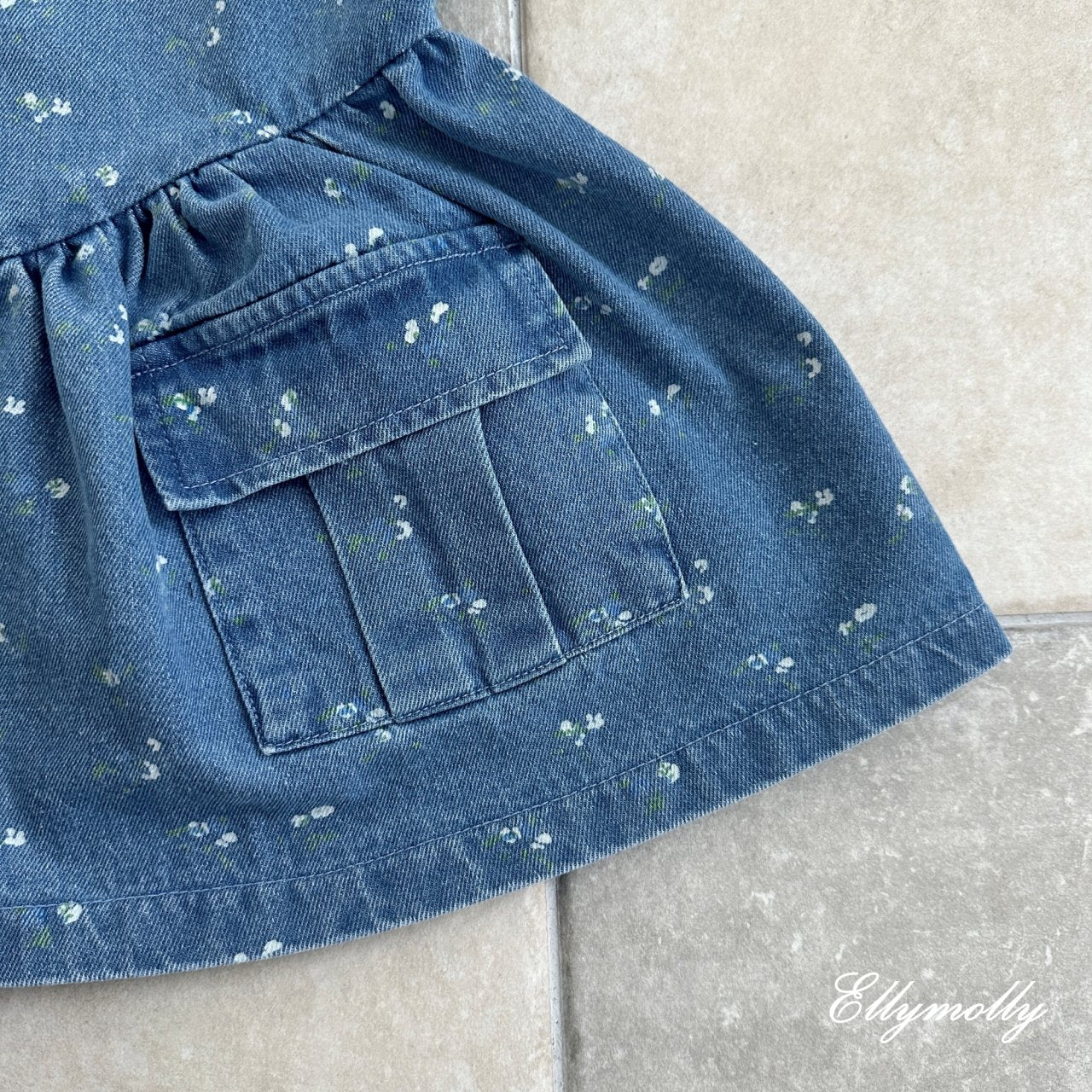 [PRE-ORDER] Denim Floral Big Pocket Dress