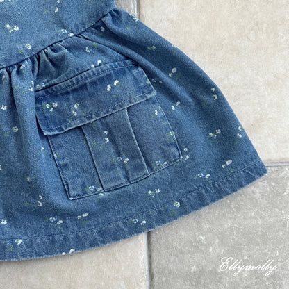 [PRE-ORDER] Denim Floral Big Pocket Dress