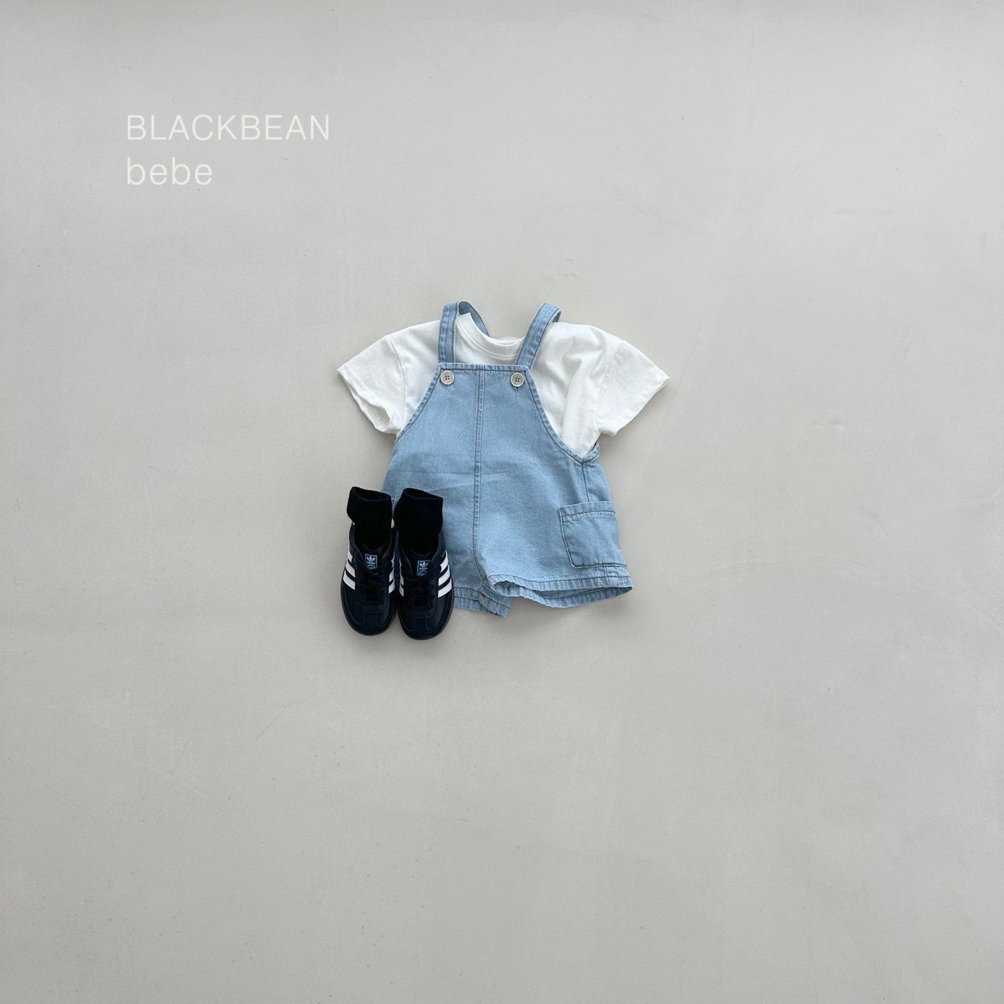 [PRE-ORDER] Pocket Denim Baby Overalls + Top Set