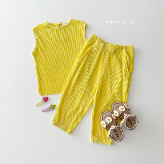 Jogger Pleats Top Bottom Set [Yellow/S(2-3yr)]