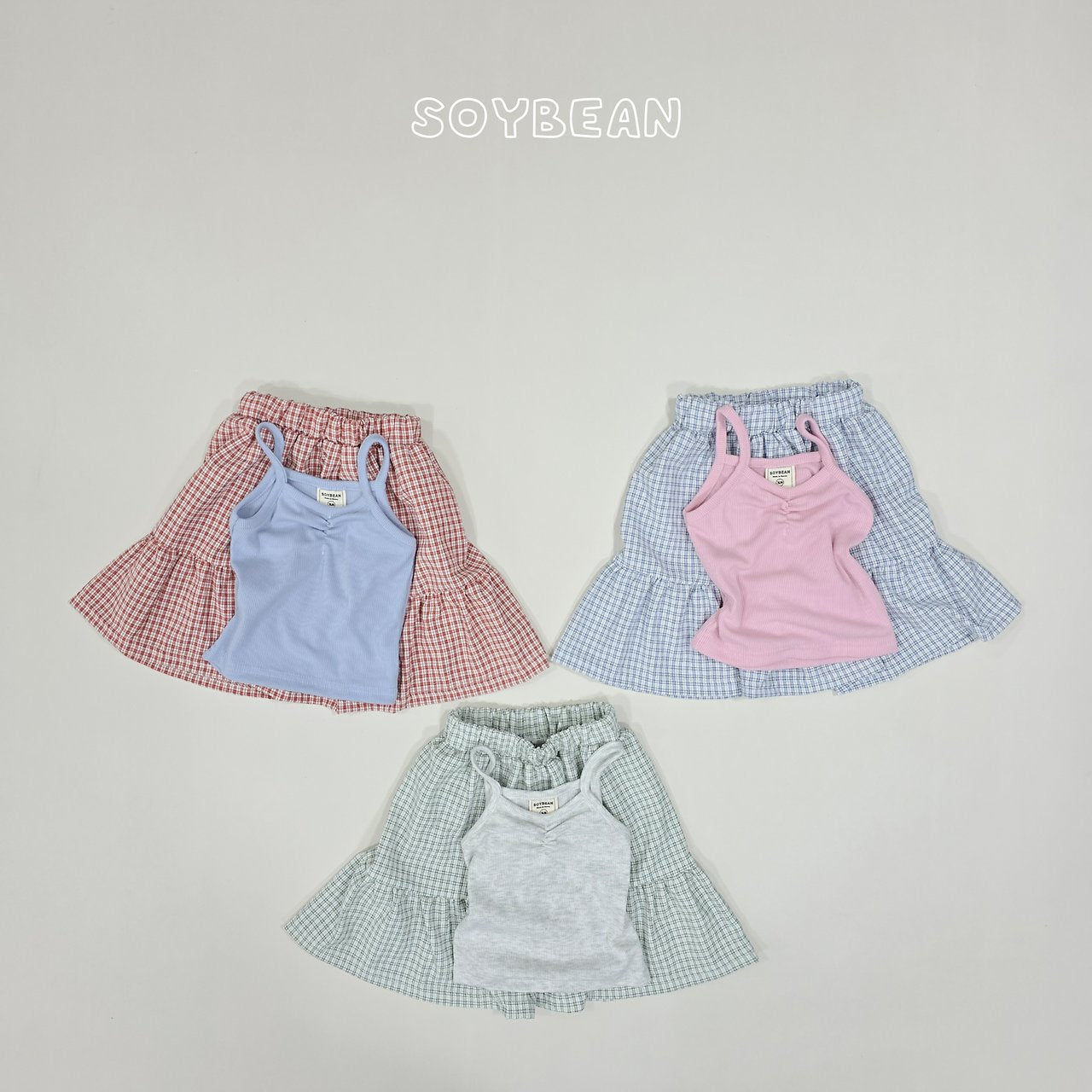 [PRE-ORDER] Tank Top Check Skirts Set