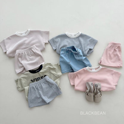 Waffle Top Bottom Set [Beige/L(4-5yr)]