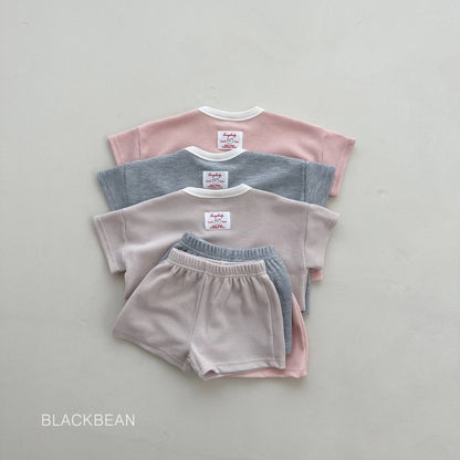 Waffle Top Bottom Set [Beige/L(4-5yr)]