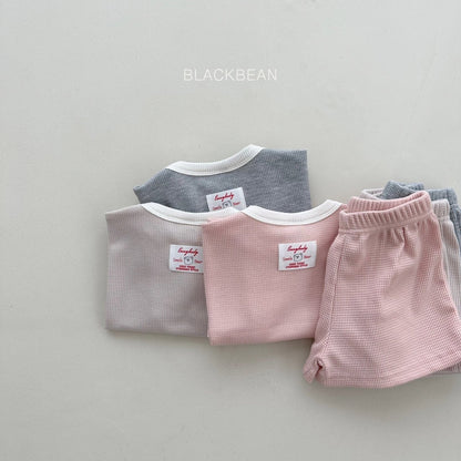 Waffle Top Bottom Set [Beige/L(4-5yr)]