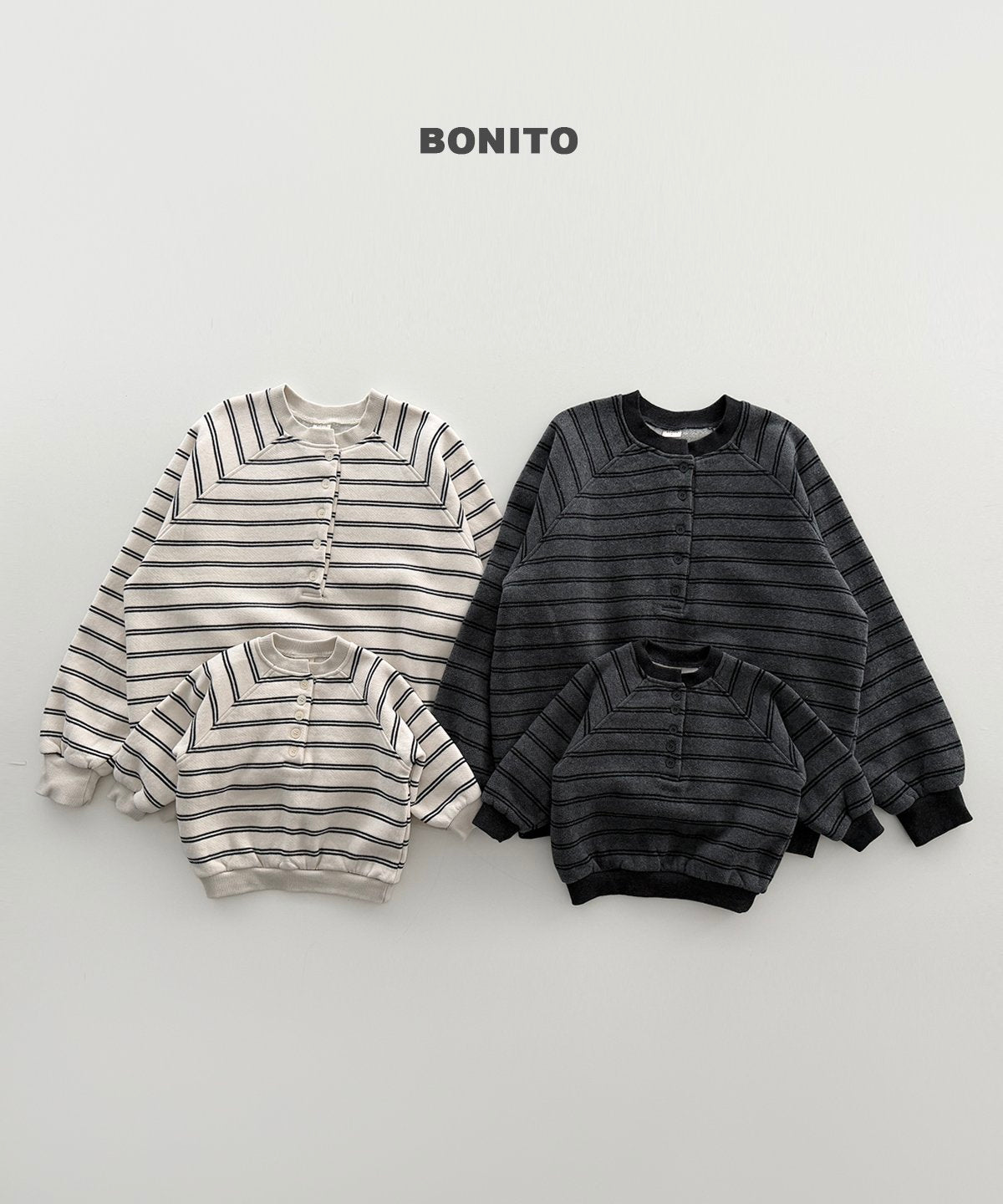 [PRE-ORDER] Stripe Henry Neck Sweatshirts (Mom&Dad Couple)