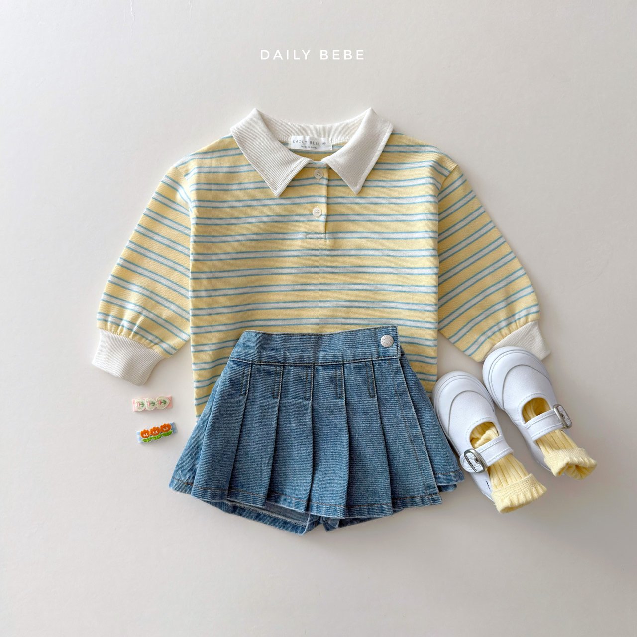 Cozy Collar T-Shirts [Yellow/M(3-4yr)]