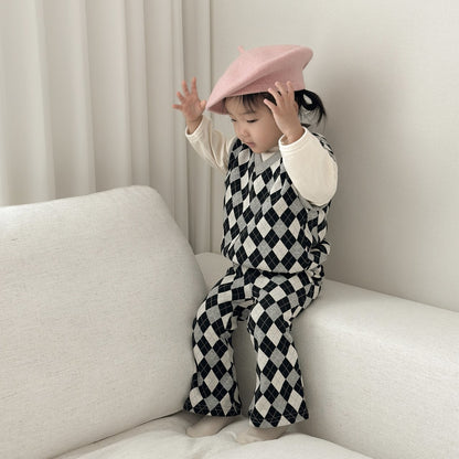 [PRE-ORDER] Mix Argyle Vest Bottom Set