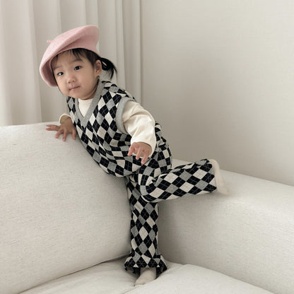[PRE-ORDER] Mix Argyle Vest Bottom Set
