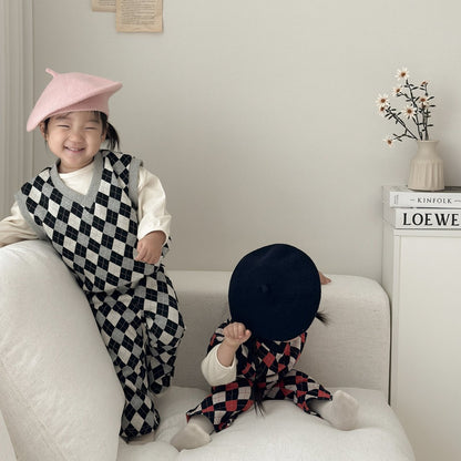 [PRE-ORDER] Mix Argyle Vest Bottom Set