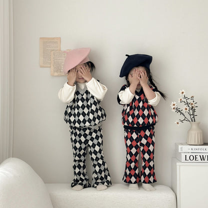 [PRE-ORDER] Mix Argyle Vest Bottom Set