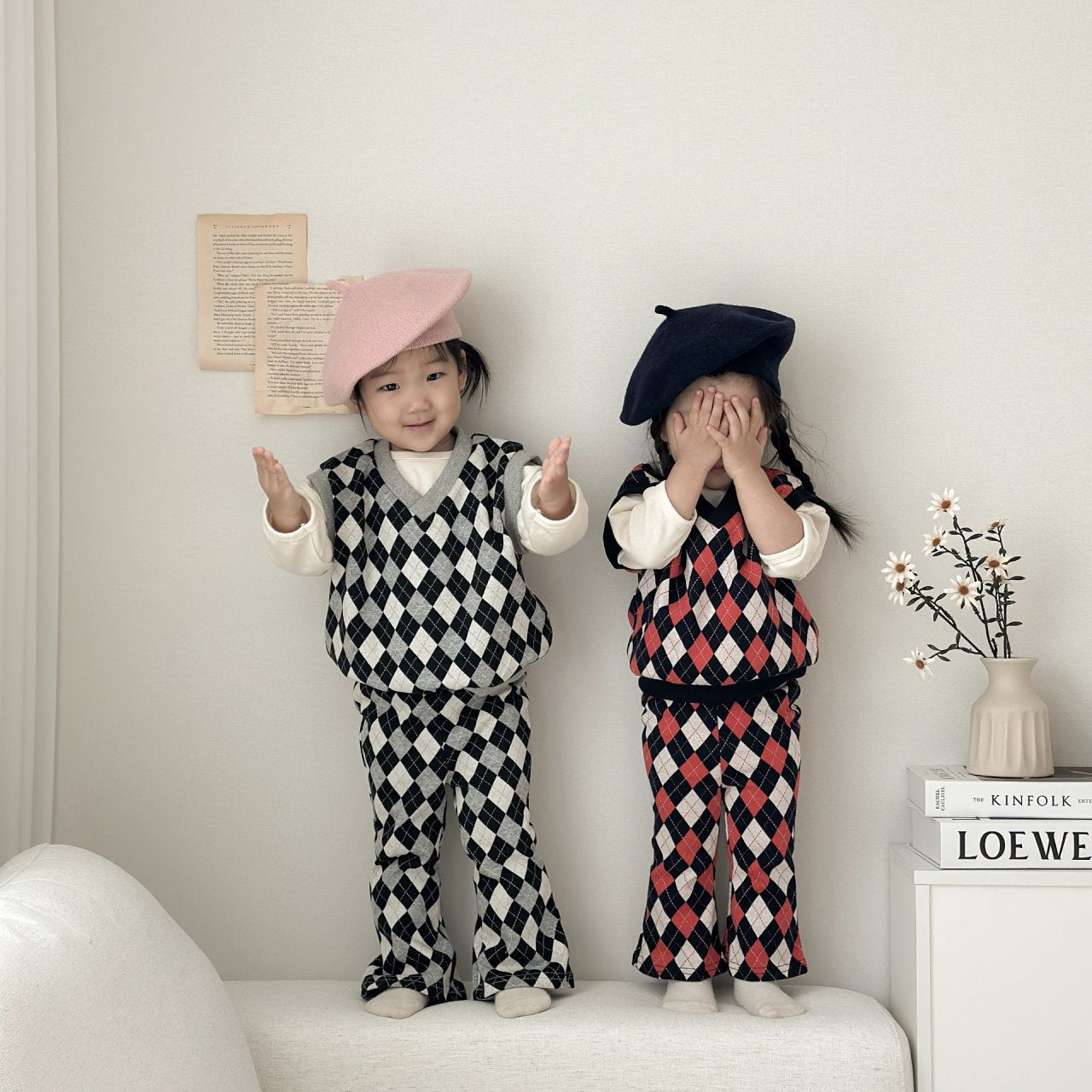 [PRE-ORDER] Mix Argyle Vest Bottom Set