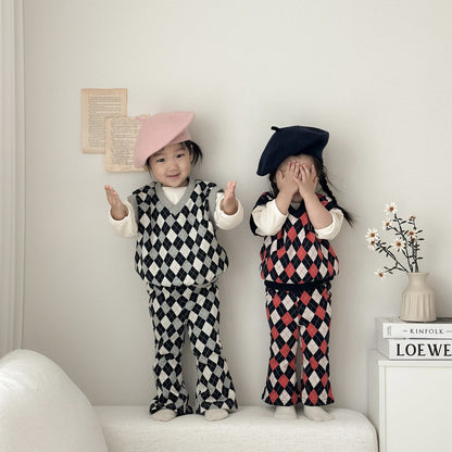 [PRE-ORDER] Mix Argyle Vest Bottom Set