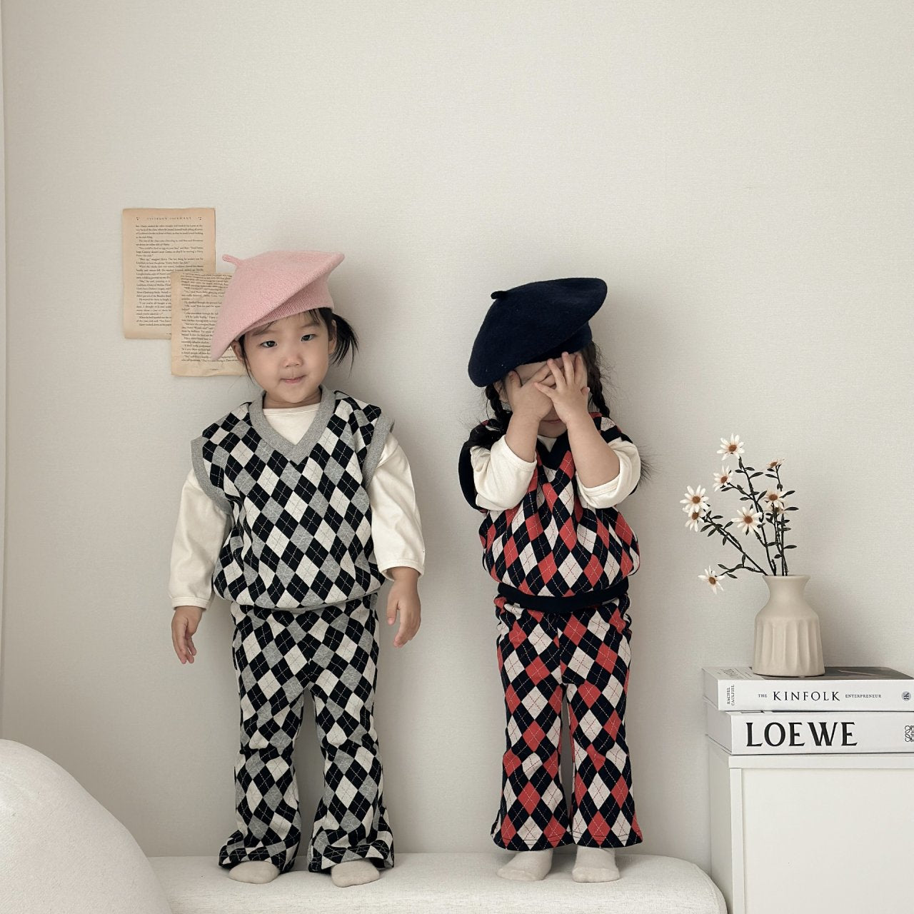 [PRE-ORDER] Mix Argyle Vest Bottom Set