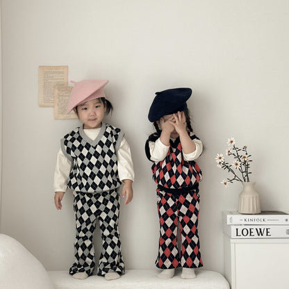 [PRE-ORDER] Mix Argyle Vest Bottom Set