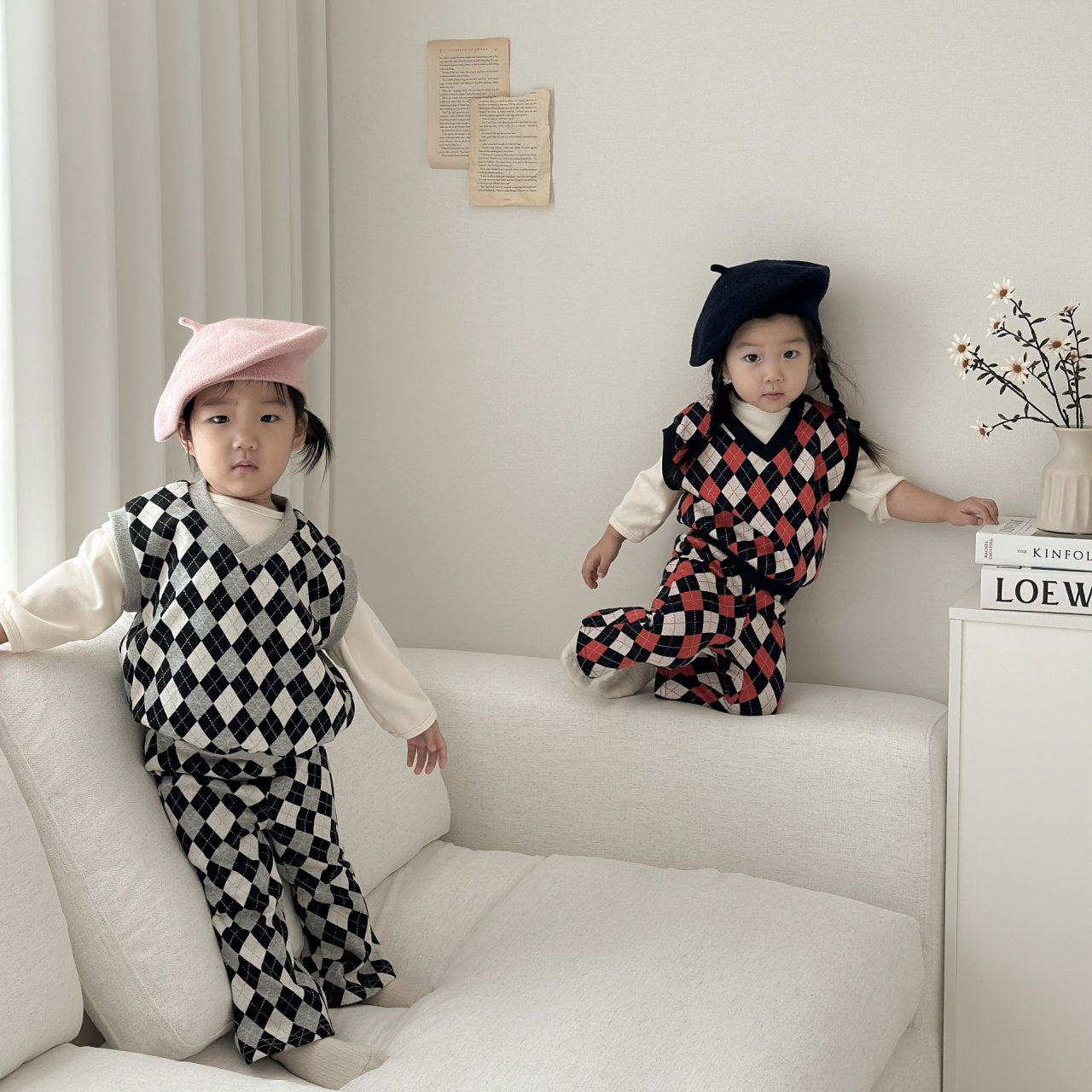 [PRE-ORDER] Mix Argyle Vest Bottom Set