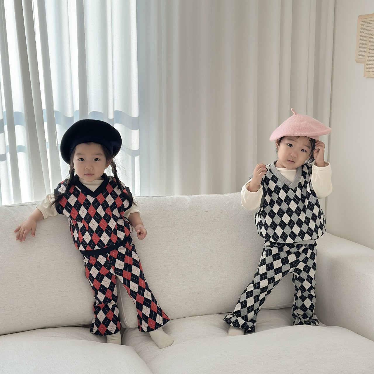 [PRE-ORDER] Mix Argyle Vest Bottom Set