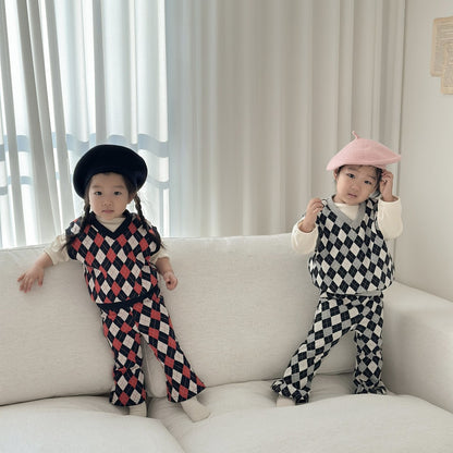 [PRE-ORDER] Mix Argyle Vest Bottom Set