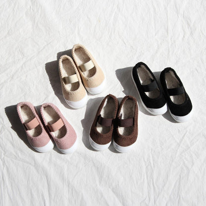 Corduroy Basic Fur Shoes