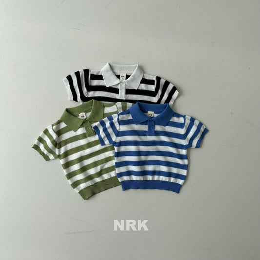 [NRK] Stripe Collar Sweater Top