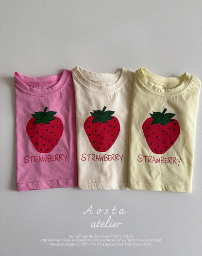 Strawberry T-Shirts [Ivory/L(2-3yr)]