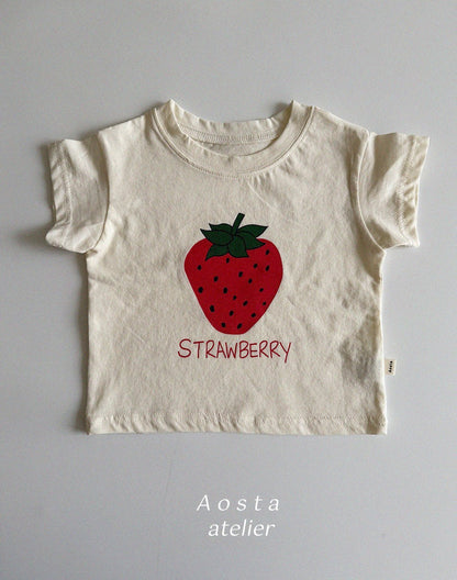 Strawberry T-Shirts [Ivory/L(2-3yr)]