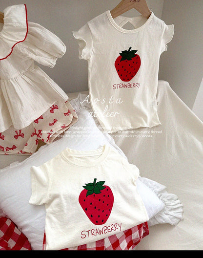 Strawberry T-Shirts [Ivory/L(2-3yr)]